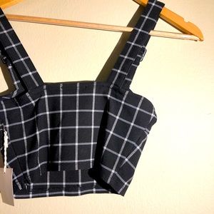 Black checkered crop tank, size S never worn